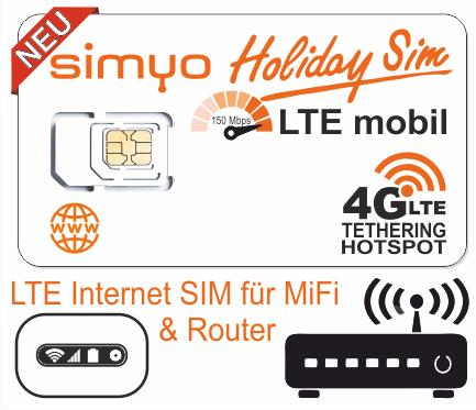 SIMYO Holiday SIM LTE Mobil