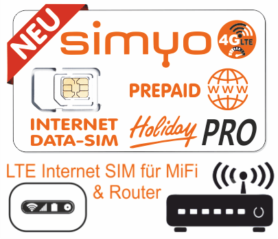 SIMYO Prepaid Internet Data-SIM Holiday Pro